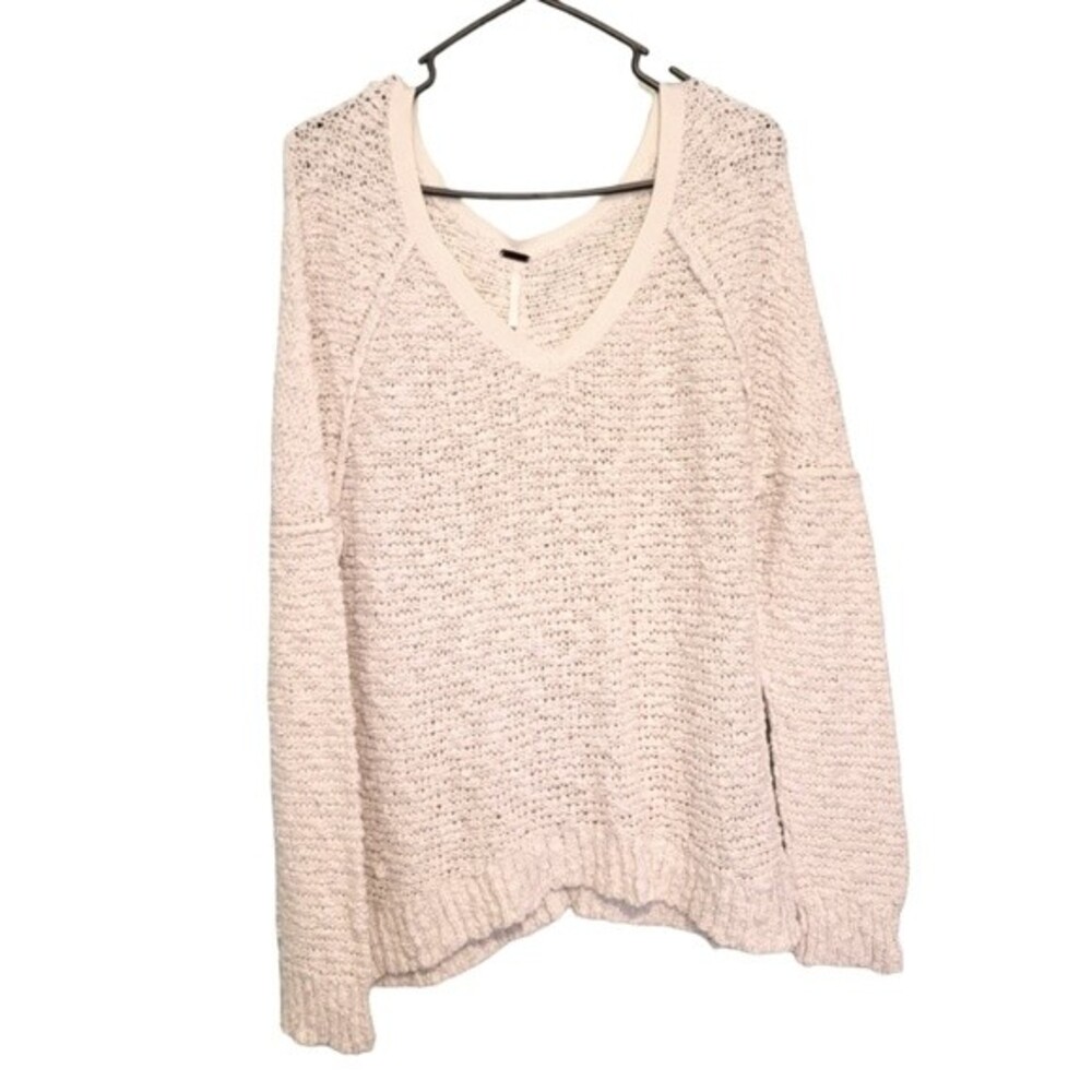 Free People Cream Oversized Open Knit Sweater Size Small